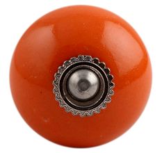 Orange Round Silver Fitting Ceramic Knob